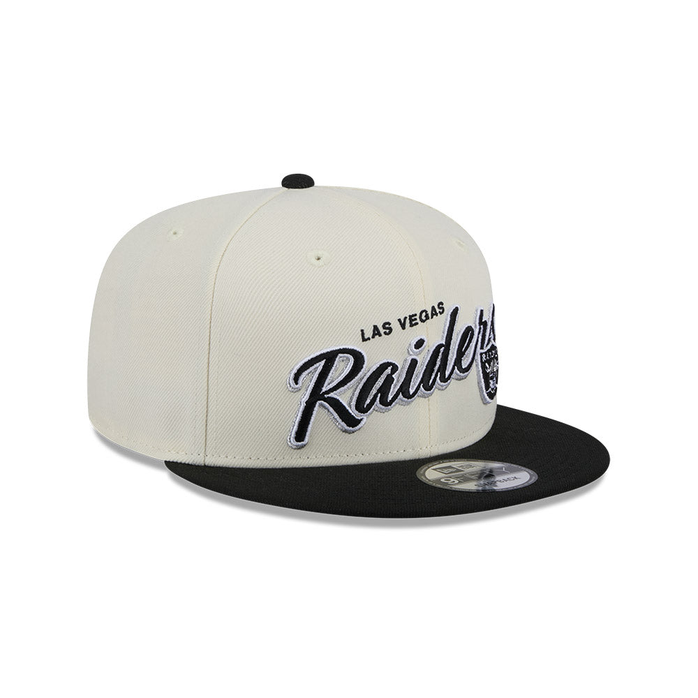 Las Vegas Raiders Hat - Script Chrome White OTC 2-Tone NFL 9Fifty Snapback Cap - New Era